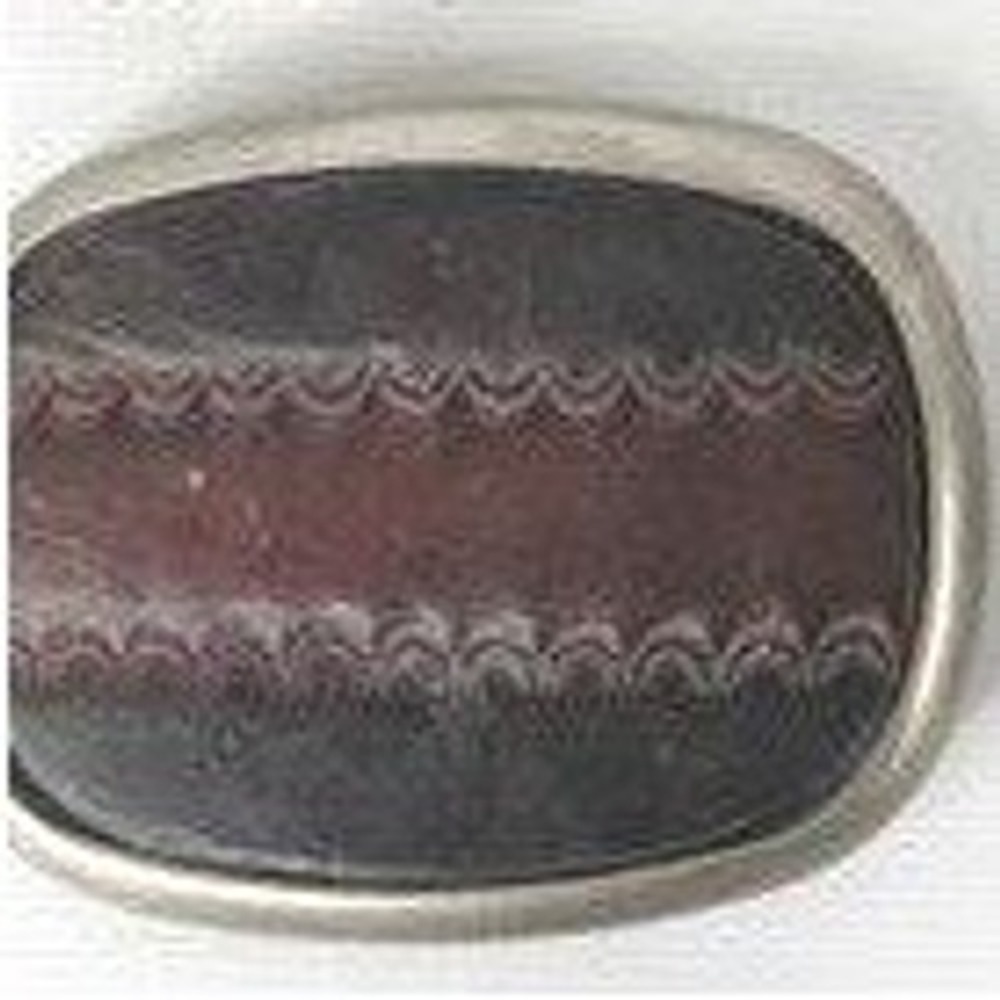 Vintage‎ Oval Banded Agate Belt Buckle Purple Black Stone Silver Tone Western